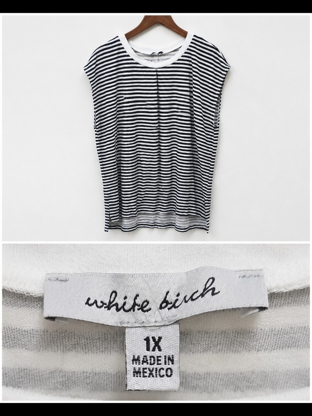 white birch Navy & White Striped Cap Sleeve Tank Top